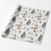 Waterverf Holiday Boho Neutral Kerstmis Cadeaupapier (Uitgerold)