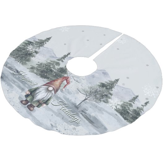 Waterverf Holiday Gnome Kerstboom Rok (Gekanteld)