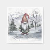 Waterverf Holiday Gnome kerstfeest Servet (Voorkant)