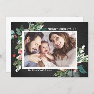 Waterverf Hollies Chalkboard kerstfoto