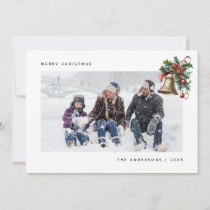 Waterverf Holly Bell Foto Kerstmis Kaarten