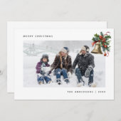 Waterverf Holly Bell Foto Kerstmis Kaarten (Voorkant / Achterkant)