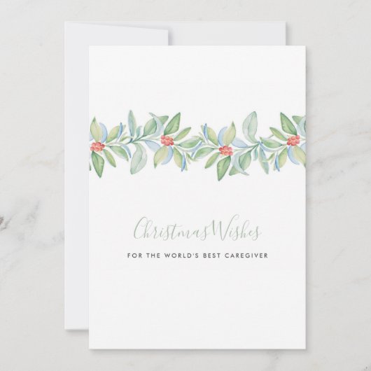 Waterverf Holly & Berries Caregiver Holiday Card Feestdagenkaart (Voorkant)