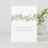 Waterverf Holly & Berries Caregiver Holiday Card Feestdagenkaart (Staand voorkant)