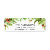 Waterverf Holly Berry-adres voor kerstterugkeer Etiket (Voorkant)