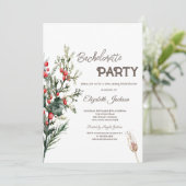 Waterverf Holly Berry Greenery Bachelorette Kaart (Staand voorkant)
