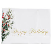 Waterverf Holly Berry Greenery Groot Cadeauzakje (Achterkant)