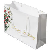 Waterverf Holly Berry Greenery Groot Cadeauzakje (Achterkant Gekanteld)