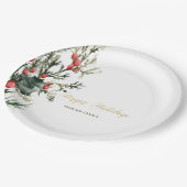 Waterverf Holly Berry Greenery Papieren Bordje (Gekanteld)