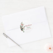 Waterverf Holly Berry Greenery Ronde Sticker (Envelop)
