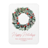Waterverf Holly Berry & Greenery Wreath Holiday Magneet (Verticaal)
