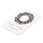 Waterverf Holly Berry & Greenery Wreath Holiday Magneet (Linkerzijde)