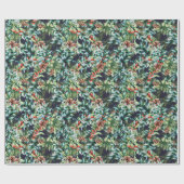 Waterverf Holly Berry Mistletoe Kerstfeestdag Cadeaupapier (Vlak)