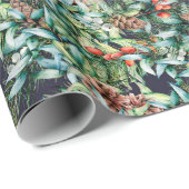 Waterverf Holly Berry Mistletoe Kerstfeestdag Cadeaupapier (Rol Hoek)