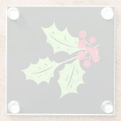 Waterverf Holly Bladeren en bessen Glazen Onderzetter (Achterkant)