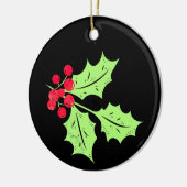Waterverf Holly Bladeren en bessen Keramisch Ornament (Links)