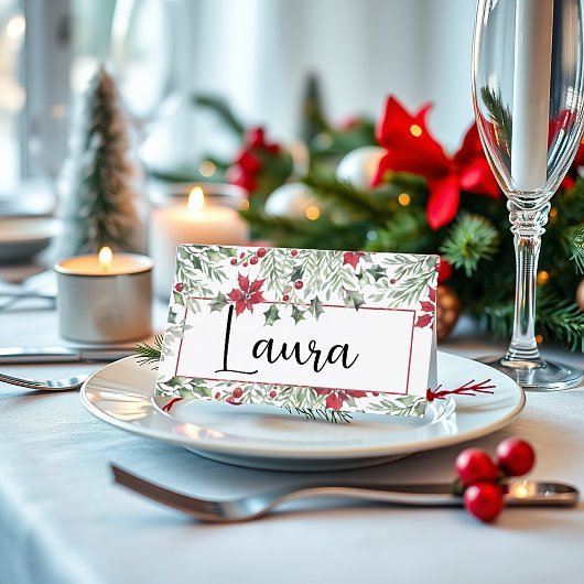 Waterverf Holly Christmas