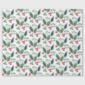 Waterverf Holly Christmas Foliage Cadeaupapier (Vlak)