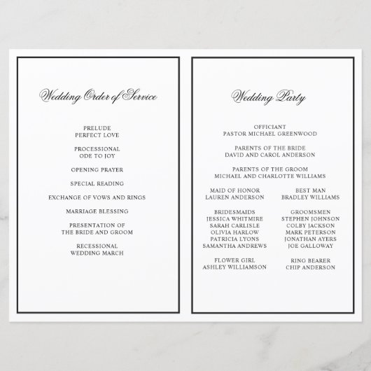 Waterverf Holly en Berrie Folded Wedding Programme (Achterkant)