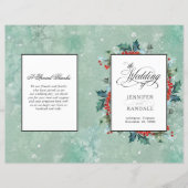 Waterverf Holly en Berrie Folded Wedding Programme (Voorkant)