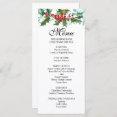 Waterverf Holly en Berries Kerstfeest Menu (Voorkant / Achterkant)