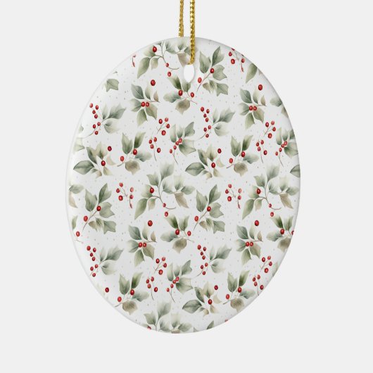 Waterverf Holly en bessen Keramisch Ornament (Rechts)