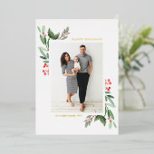 Waterverf Holly en Greenery Prettige feestdagen Fo (Staand Voorkant)