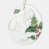 Waterverf Holly en Red Berries Keramisch Ornament (Links)