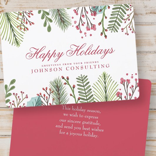 Waterverf Holly Foliage | Vakantiegroet