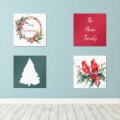 Waterverf Holly gepersonaliseerde Kerstmis Muurkunst Sets (Houten vloer)