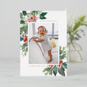 Waterverf Holly Gold Prettige feestdagen (Staand Voorkant)