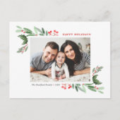 Waterverf Holly Greenery Prettige feestdagen (Voorkant)