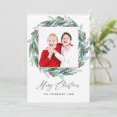 Waterverf Holly Jolly kerstfoto Kaart (Staand voorkant)