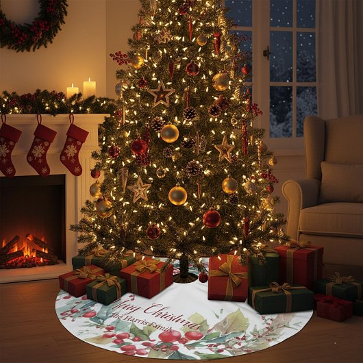 Waterverf holly krans gepersonaliseerde kerst kerstboom rok