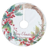 Waterverf holly krans gepersonaliseerde kerst kerstboom rok (Voorkant)