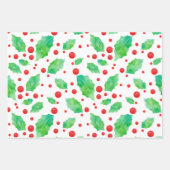 Waterverf Holly Pattern Inpakpapier Vel (Voorkant 3)