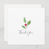 Waterverf Holly Sprig 2 - Hartelijk dank Bedankkaart (Voorkant / Achterkant)