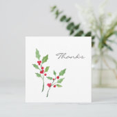 Waterverf Holly Sprigs Bedankkaart (Staand voorkant)