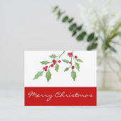 Waterverf Holly Sprigs Briefkaart (Staand voorkant)