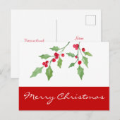Waterverf Holly Sprigs Briefkaart (Voorkant / Achterkant)