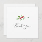 Waterverf Holly Sprigs Hartelijk dank Bedankkaart (Voorkant / Achterkant)