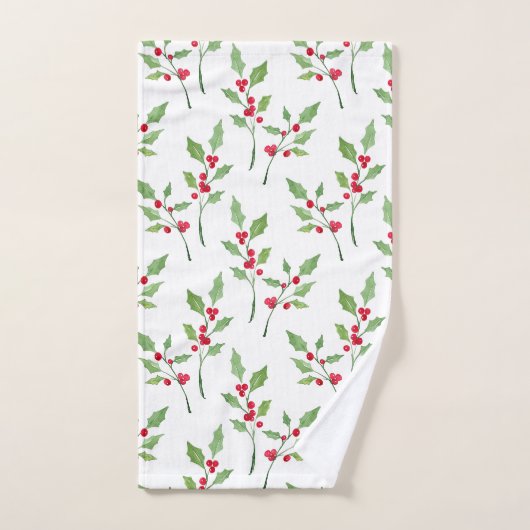 Waterverf Holly Sprigs Pattern Bad Handdoek (Handdoek)