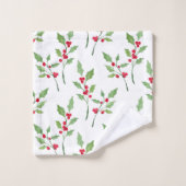 Waterverf Holly Sprigs Pattern Bad Handdoek (Wasdoekje)