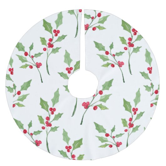 Waterverf Holly Sprigs Pattern Kerstboom Rok (Voorkant)