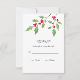 Waterverf Holly Sprigs RSVP-kaart RSVP Kaartje
