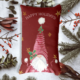 Waterverf Holly Star Burgundy Red Kerstmis Kussen