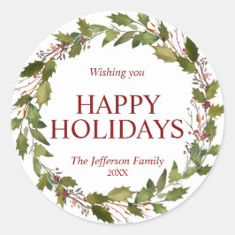 Waterverf Holly verliest grote kerstFeestdagen Ronde Sticker