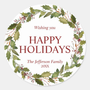 Waterverf Holly verliest grote kerstFeestdagen Ronde Sticker