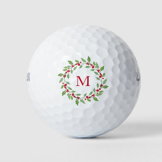 Waterverf Holly Wreath Golfballen (Voorkant)