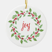 Waterverf Holly Wreath Keramisch Ornament (Voorkant)